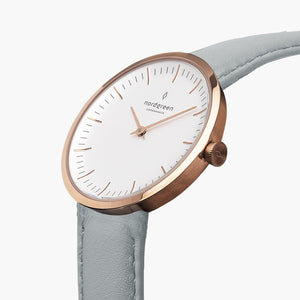 IN32RGVEDOXX IN40RGVEDOXX &Infinity rose gold ladies watch - dove grey leather strap - white dial