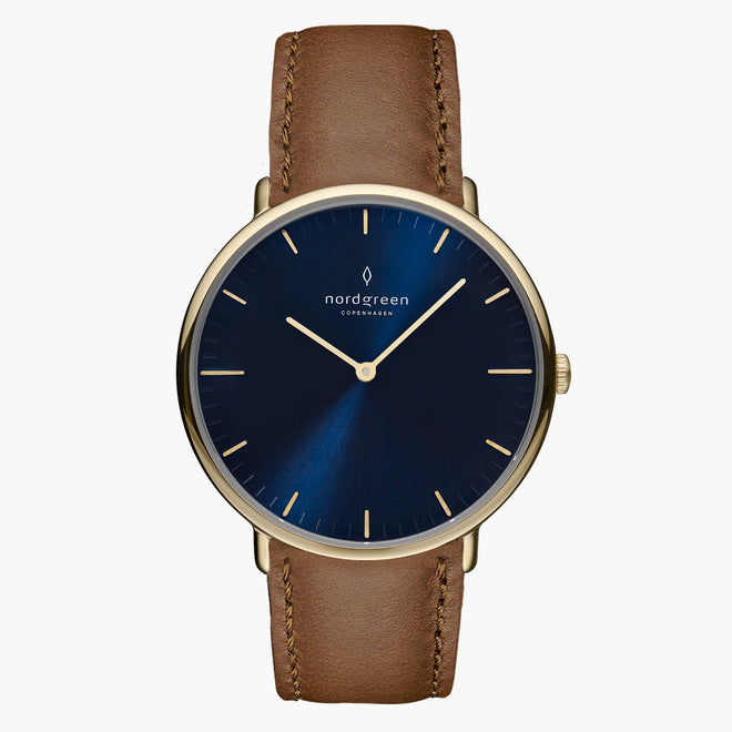 NR32GOVEBRNA NR36GOVEBRNA NR40GOVEBRNA NR28GOVEBRNA &Native ladies leather strap watches - navy dial - gold case