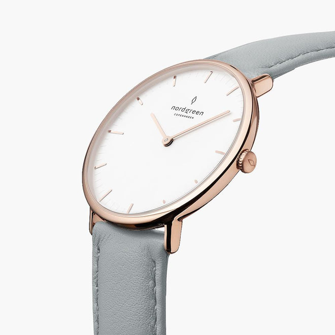 NR36RGVEDOXX NR40RGVEDOXX NR28RGVEDOXX &Native ladies leather strap watches - white dial - rose gold case