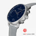 PI42SIVEDONA &Pioneer silver watch mens - navy blue dial - dove grey leather strap