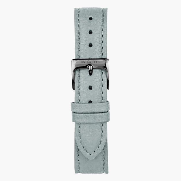 ST18POGMVEDG &Vegan leather watch straps in grey - gunmetal buckle - 18mm
