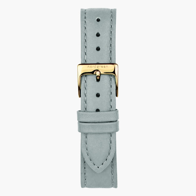 ST20POGOVEDG &Vegan leather watch straps in grey - gold buckle - 20mm