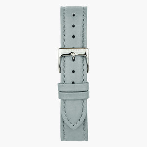 ST18POSIVEDG &Vegan leather watch straps in grey - silver buckle - 18mm