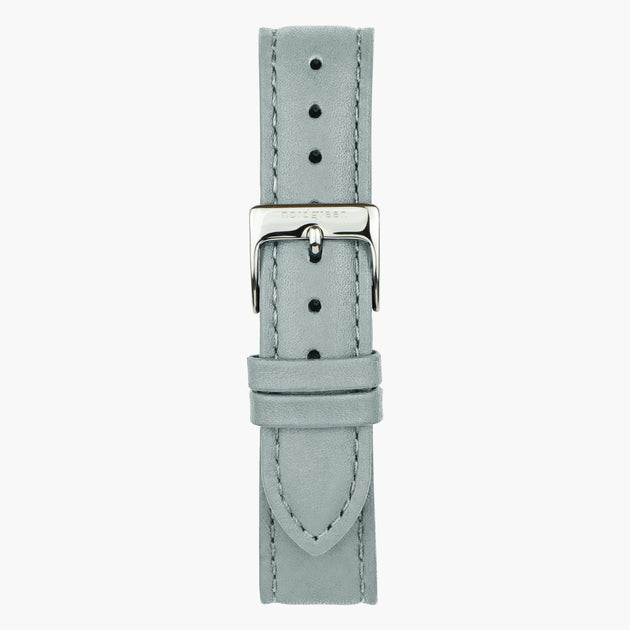 ST18POSIVEDG &Vegan leather watch straps in grey - silver buckle - 18mm