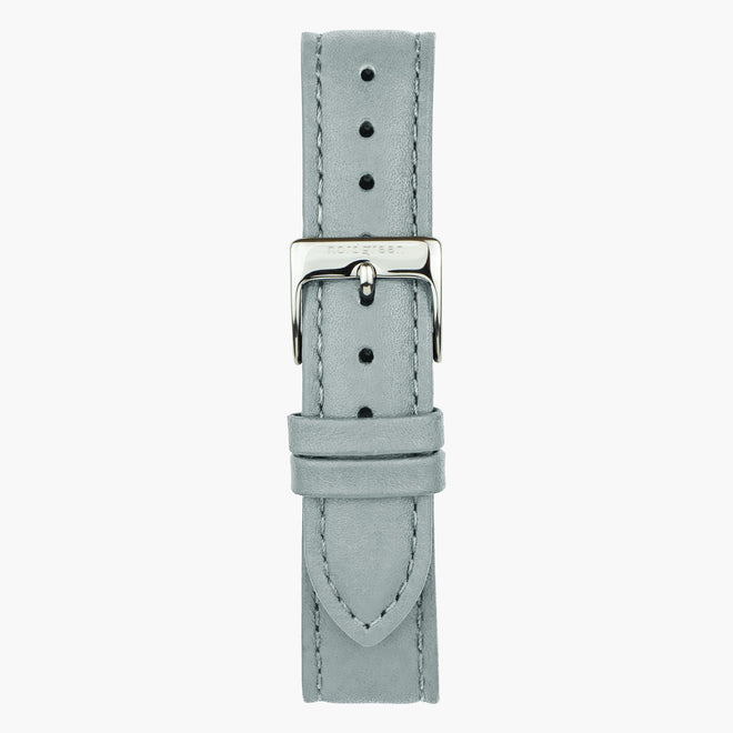 ST20POSIVEDG &Vegan leather watch straps in grey - silver buckle - 20mm