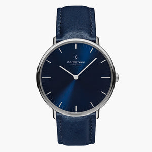 NR32SIVENANA NR36SIVENANA NR40SIVENANA NR28SIVENANA &Native silver watch with blue face - navy vegan leather
