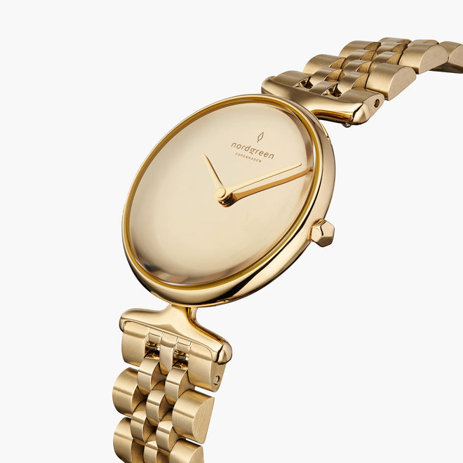 UN28GO5LGOPM UN32GO5LGOPM &Unika gold watch women - polished metal dial - gold 5 link strap