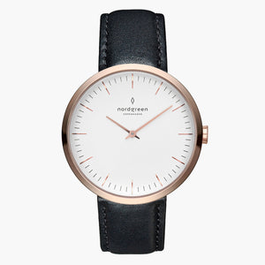 IN32RGLEBLXX IN40RGLEBLXX &Infinity rose gold ladies watch - white dial - rose gold case - black leather strap