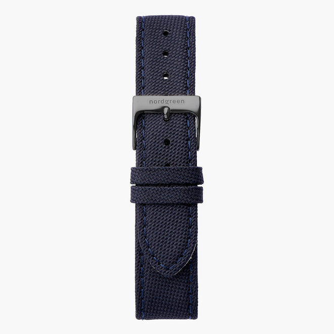 Blue Recycled Polyester Strap - Gun Metal - 36mm