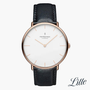 NR32RGLEBLXX &Native ladies leather strap watches - white dial - rose gold case