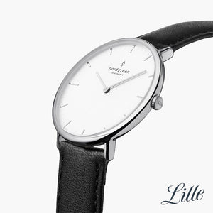 NR32SILEBLXX &Native ladies leather strap watches - white dial - silver case