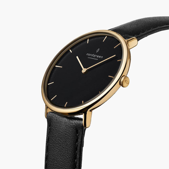 NR36GOLEBLBL NR40GOLEBLBL NR28GOLEBLBL &Native ladies leather strap watches - black dial - gold case