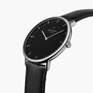NR36SILEBLBL NR40SILEBLBL NR28SILEBLBL &Native ladies leather strap watches - black dial - silver case