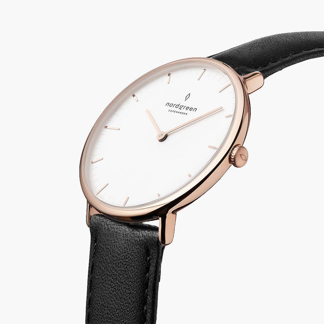 NR36RGVEBLXX NR40RGVEBLXX NR28RGVEBLXX &Native ladies leather strap watches - white dial - rose gold case