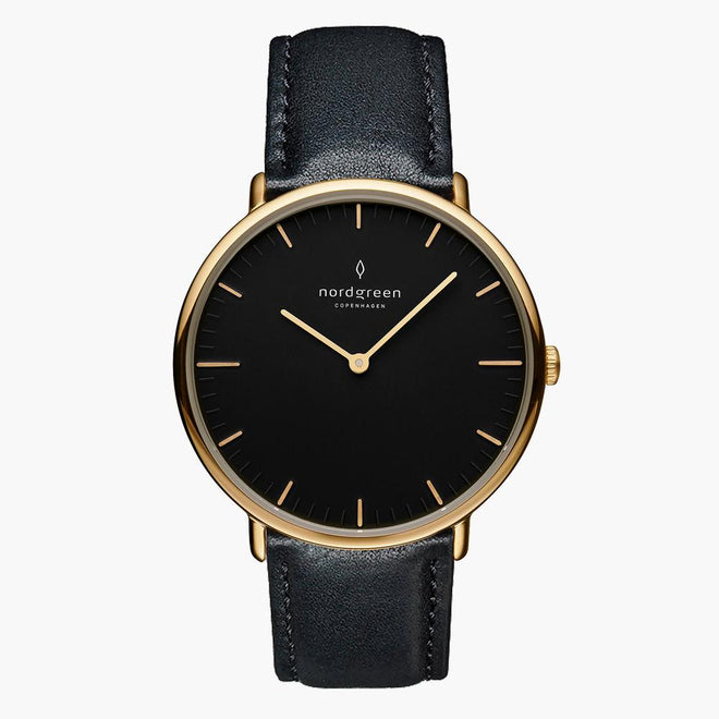 NR36GOLEBLBL NR40GOLEBLBL NR28GOLEBLBL &Native ladies leather strap watches - black dial - gold case
