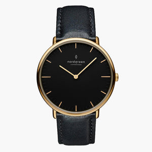 NR36GOVEBLBL NR40GOVEBLBL NR28GOVEBLBL &Native ladies leather strap watches - black dial - gold case