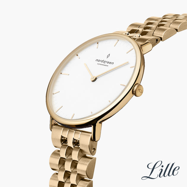 NR32GO5LGOXX &Native gold watch women - white dial - 5 link strap