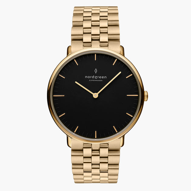 NR36GO5LGOBL NR40GO5LGOBL NR28GO5LGOBL &Native black and gold watch - black dial - gold case - 5 link