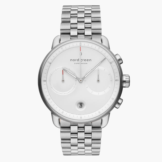 PI42SI5LSIXX &Pioneer silver watch mens - white dial - 5 link strap
