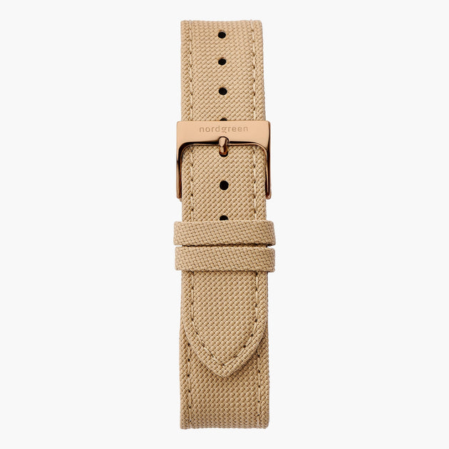 Beige Recycled Polyester Strap - Rose Gold - 40mm