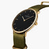 NR36GONYAGBL NR40GONYAGBL &Native gold watch mens - black dial - olive green nylon strap