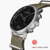 PI42SINYAGBL &Pioneer silver watch mens - black dial - olive green nylon strap