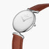 UN28SILEBRXX UN32SILEBRXX &Unika ladies leather strap watches - white dial - silver case - brown leather strap