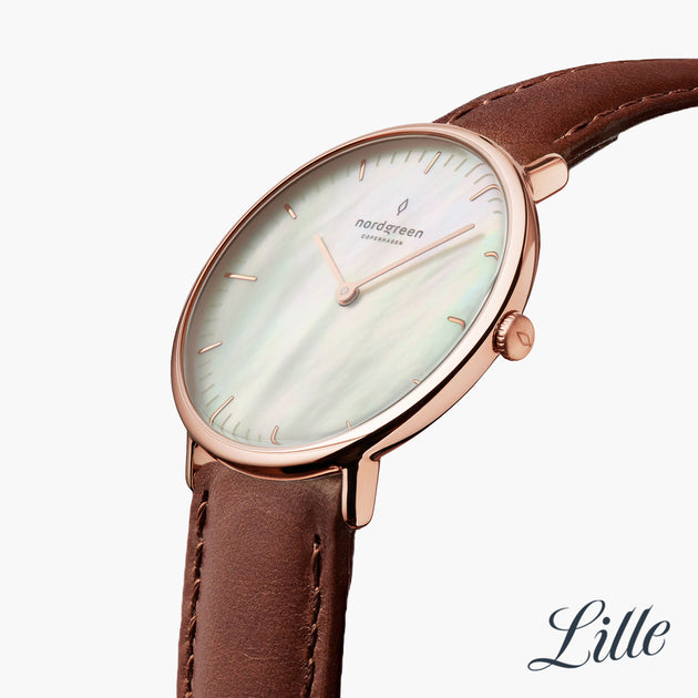 Native - BUNDLE Mother of Pearl Dial Rose Gold | Mesh / Brown Leather