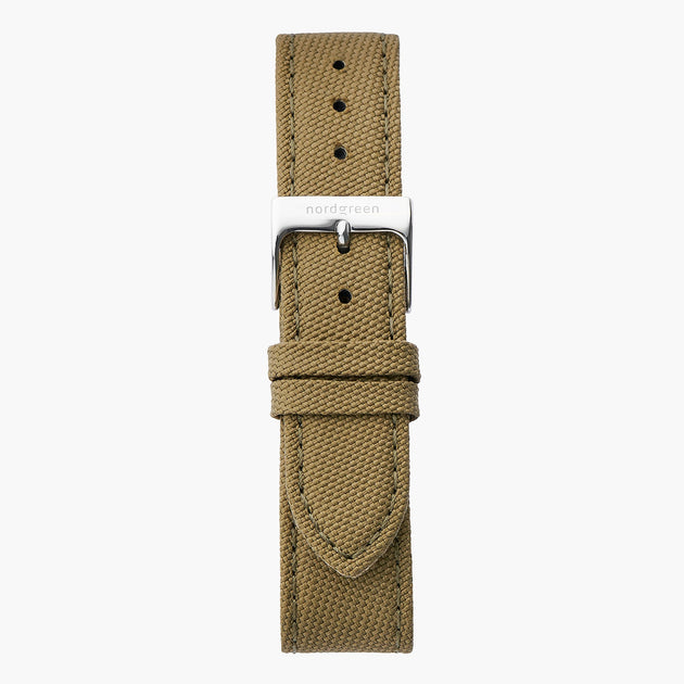 Green Recycled Polyester Strap - Silver - 40mm