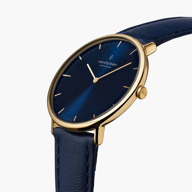 NR36GOLENANA NR40GOLENANA &Native ladies leather strap watches - navy dial - gold case