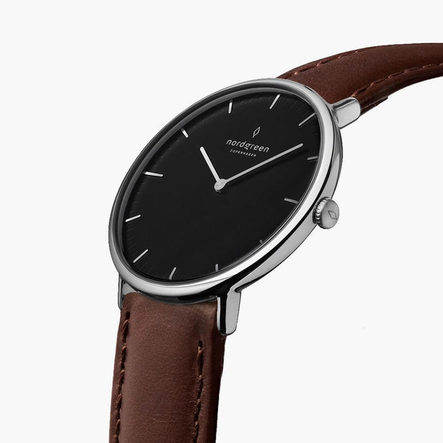 Native Black Dial Dark Brown Leather