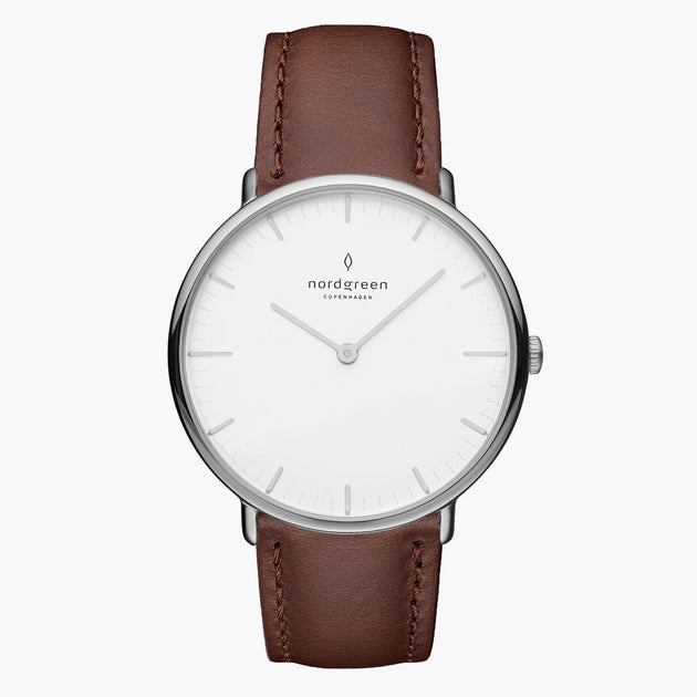 Silver watch discount with white face