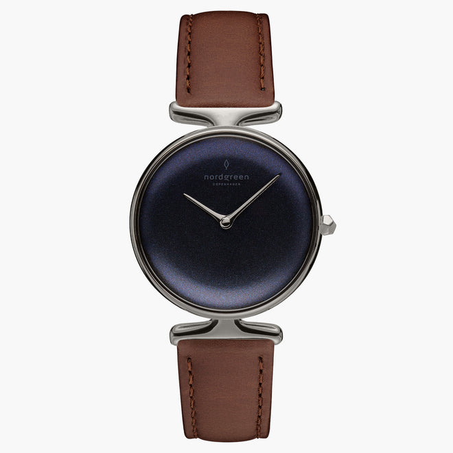 UN28GMLEDBRB UN32GMLEDBRB &Unika ladies leather strap watches - rainbow black dial - gun metal case - dark brown leather strap