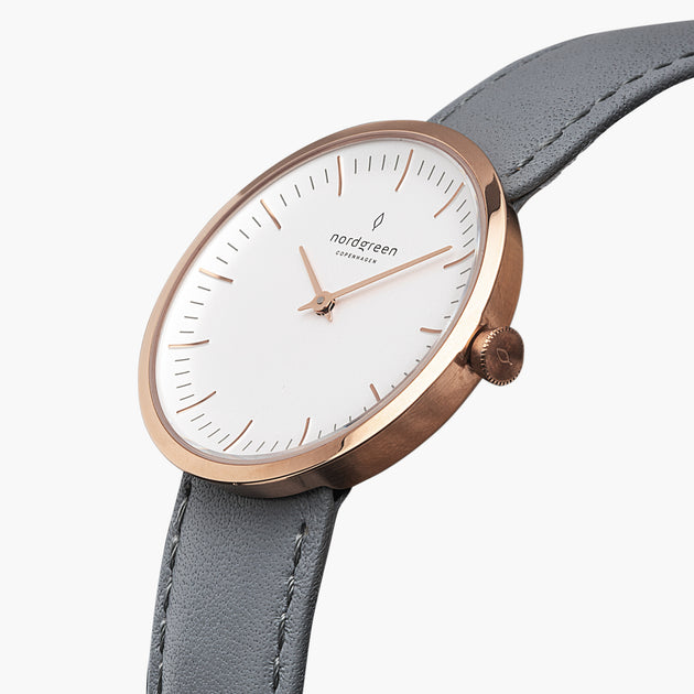 Infinity - BUNDLE White Dial Rose Gold | Rose Gold 5-Link / Grey Leather Strap