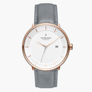 PH36RGLEGRXX &Philosopher mens white face watches - rose gold case - grey leather strap