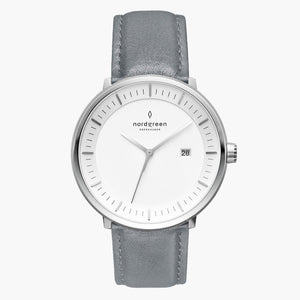 PH36SILEGRXX &Philosopher silver watch mens - white dial - grey leather strap