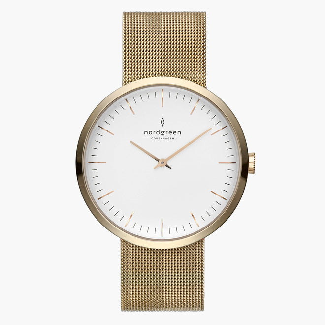 IN40GOMEGOXX IN32GOMEGOXX &Infinity gold watch women - white dial - mesh strap