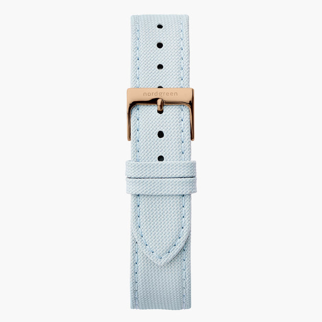 Light Blue Recycled Polyester Strap - Rose Gold - 32mm