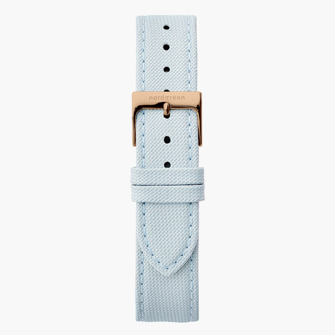 Light Blue Recycled Polyester Strap - Rose Gold - 40mm