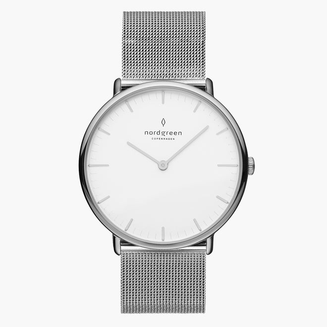 NR36SIMESIXXWJ &Native silver watch women - white dial - mesh strap