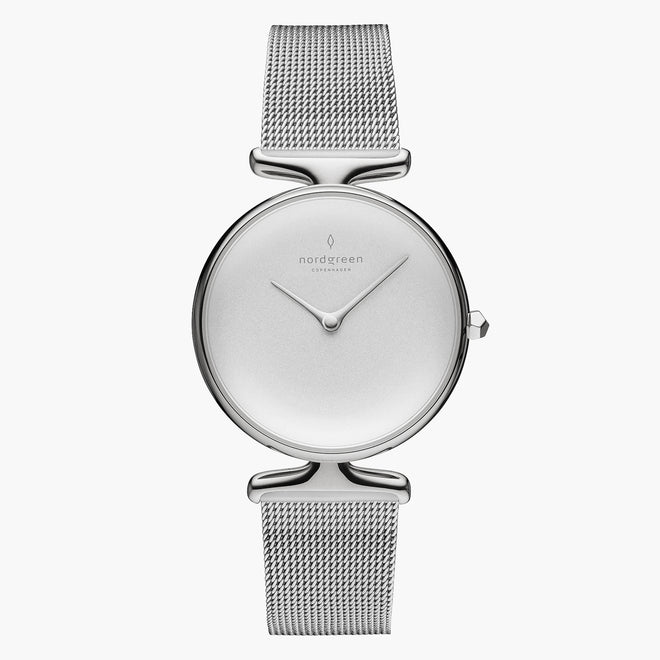 UN28SIMESIXX UN32SIMESIXX &Unika silver watch women - white dial - silver mesh strap