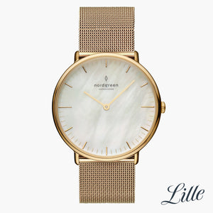 NR28GOMEGOMP NR32GOMEGOMP &Native mother of pearl watch - gold case
