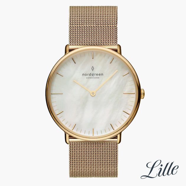 NR28GOMEGOMP NR32GOMEGOMP &Native mother of pearl watch - gold case