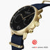 PI42GONYNABL &Pioneer mens gold watches - black dial - navy nylon strap