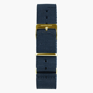 ST20POGONYNA &Nato strap in blue - gold buckle - 20mm