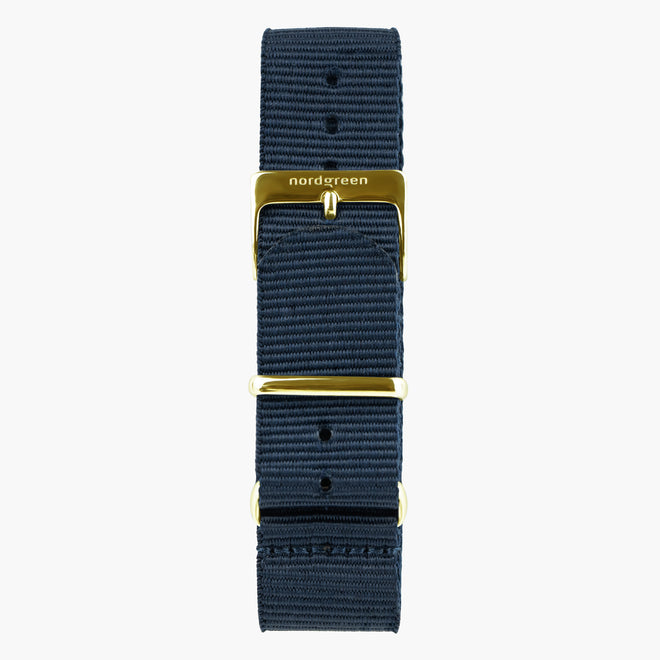 ST18POGONYNA &Nato strap in blue - gold buckle - 18mm