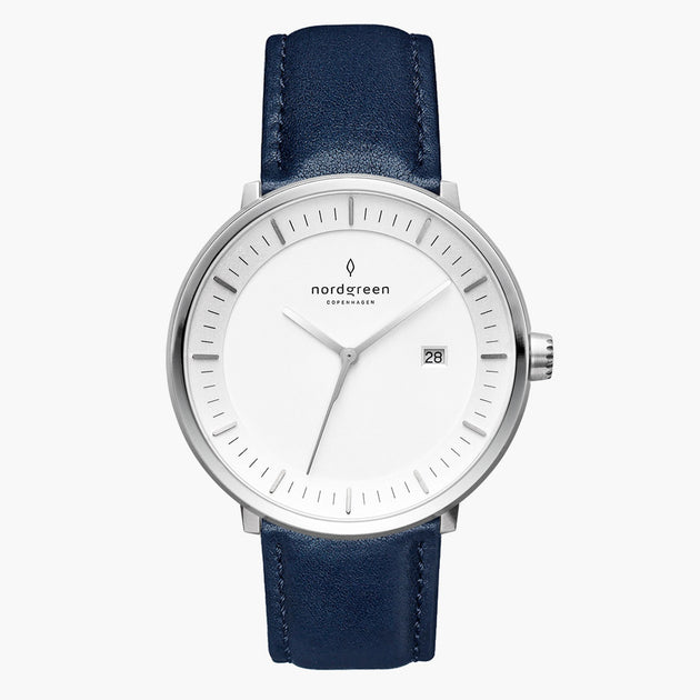 PH40SILENAXX PH36SILENAXX &Philosopher silver watch mens - white dial - navy blue leather strap