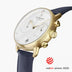 PI42GOLENAXX &Pioneer mens gold watches - white dial - navy leather strap