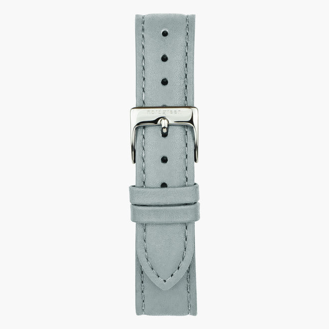 ST14POSIVEDG &Vegan leather watch straps in grey - silver buckle - 14mm