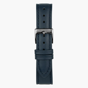 ST16POGMLENA &Blue leather watch strap - gun metal buckle - 16mm